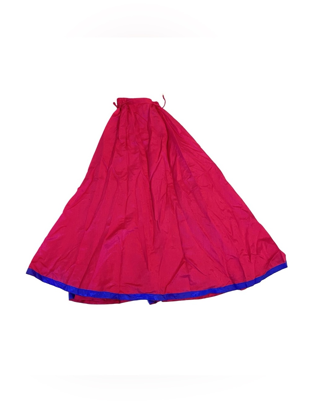 Vintage 1970's Maxi Hot Pink Blue Tie Skirt Ruffle Flare Extra Small Indian 70's